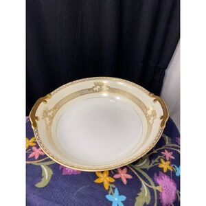 Meito China Hand Painted Vegetable / Serving Bowl / Dish Heavy Metallic Gold